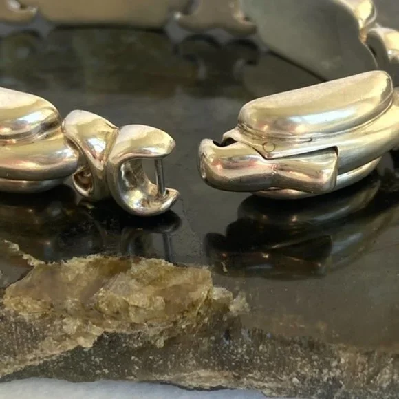 VTG Sterling Silver 925 Signed Bayanihan Modernist Panel Link Bracelet 7.25" 34g - Picture 6 of 16